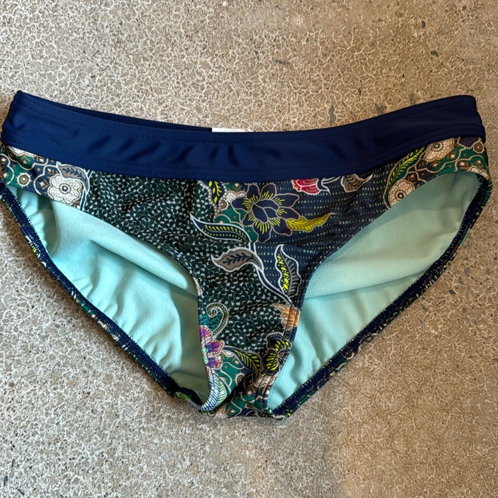 Prana S swimsuit bottoms in blue floral print